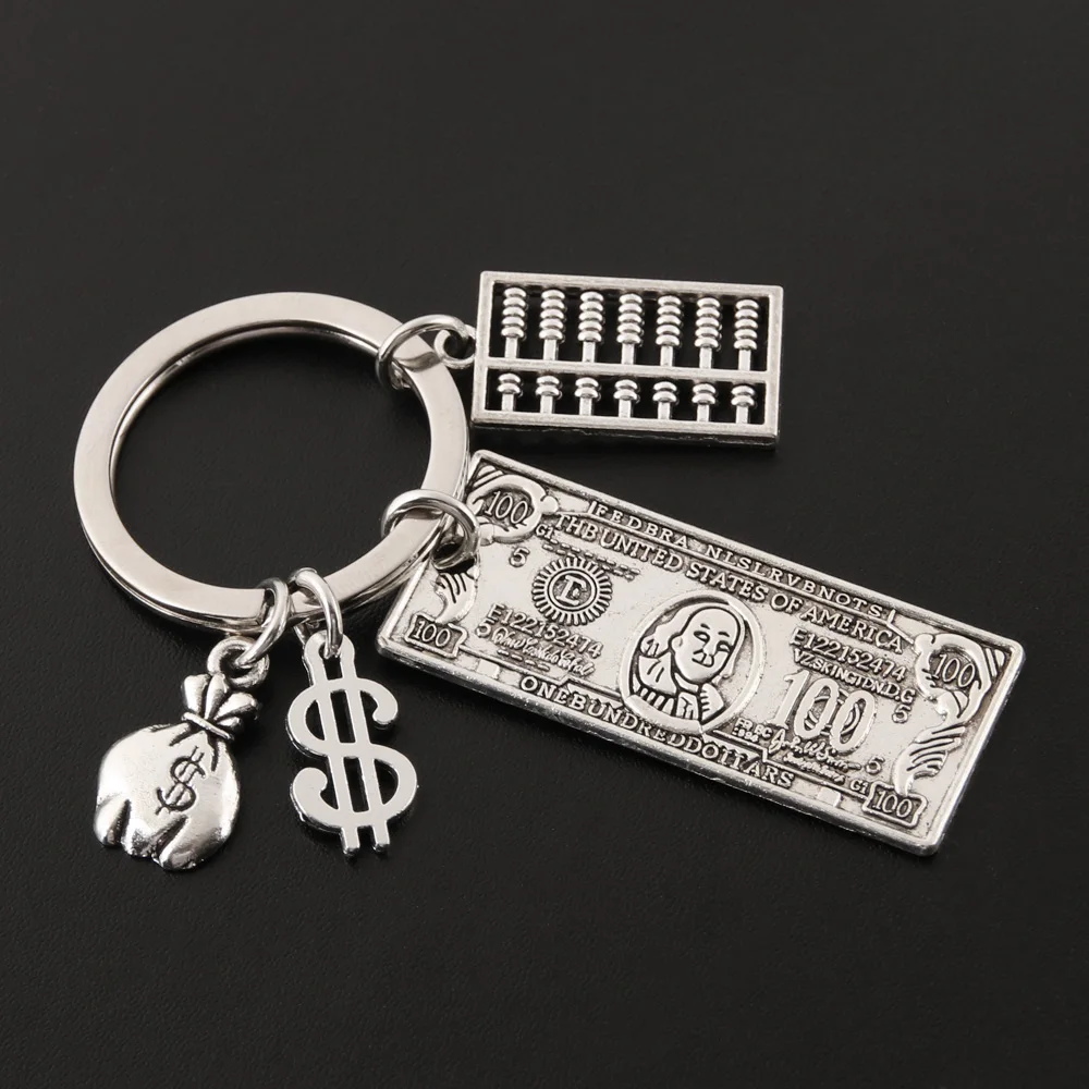 Porte-clés modèle 100 dollars USD, porte-monnaie arbre d'argent pour Souvenir fait à la main, porte-clés cadeau de monnaie américaine