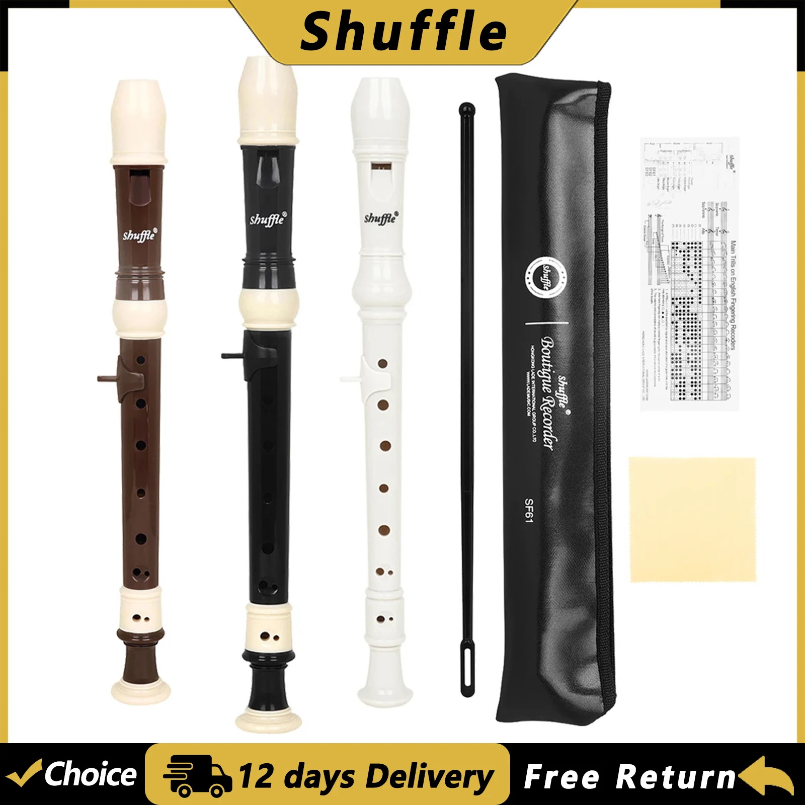 خلط 8 ثقوب الصينية العمودي الناي الكلارينيت ABS مسجل المبتدئين الاطفال آلة موسيقية الهدايا مع عصا تنظيف/القماش #1