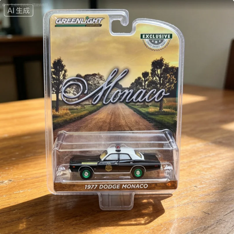 Green Light 1:64 1977 Dodge Monaco - Hatchapee Dodge Mona Police Car Machine Edition Alloy diacast cast car model rebound toy