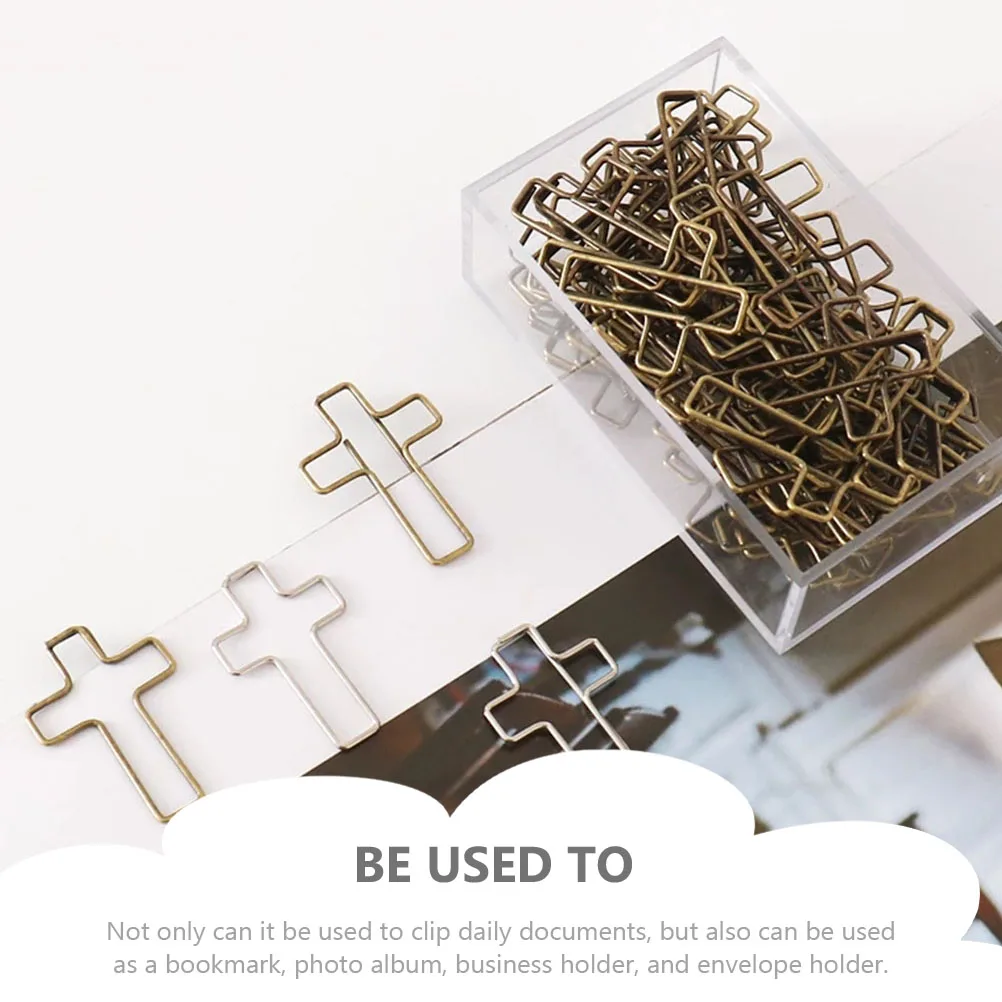 

40pcs Bible Shaped File Cross Shape Bookmarks Paper Clips Metal Bookmark Clips for Office Golden Rose Gold