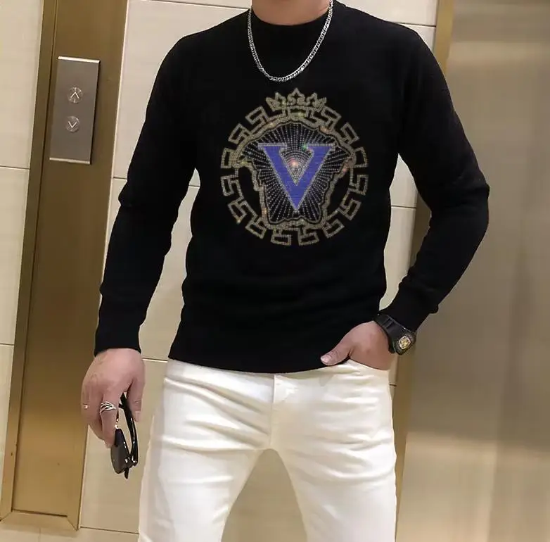 Cool Style Designer Rhinestone men sweaters Casual quality  S-4XL top quality man fashion