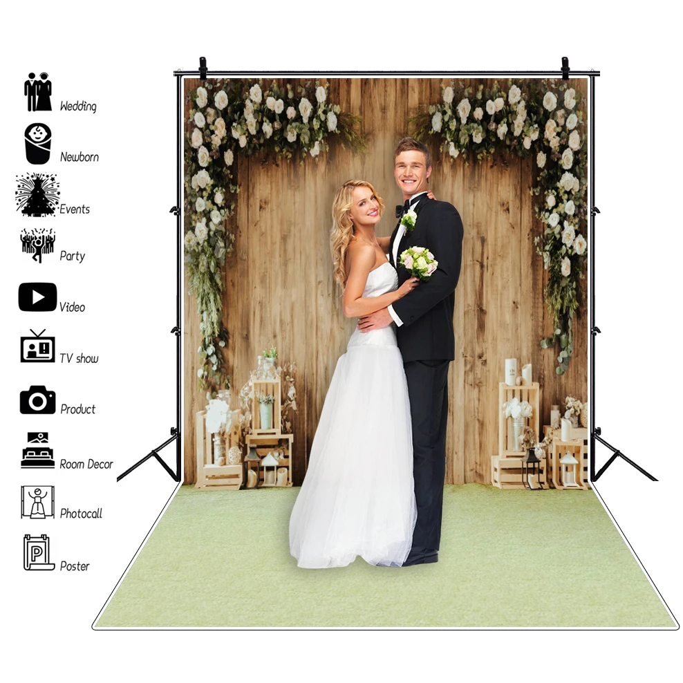 Spring Wedding Backdrops Flower Green Grass Tree Curtain Birthday Party Picnic Outdoor Scenic Photo Backgrounds For Photo Studio