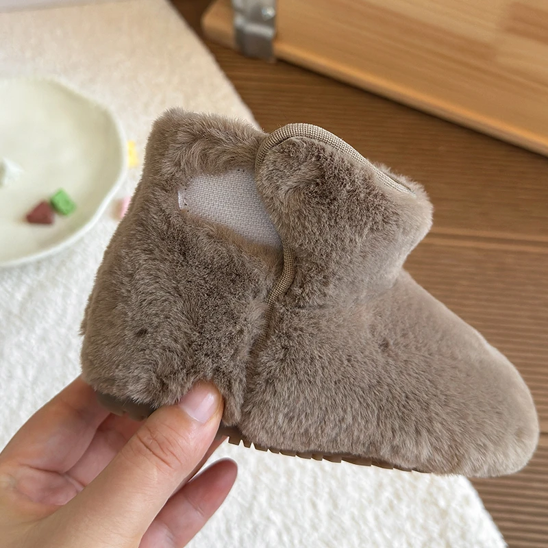 Baby Girls Boys Snow Boots Autumn Winter Children Warm Plush Ankle Boots Student Soft Sole Anti-slip Toddler Kids Outdoor Shoes