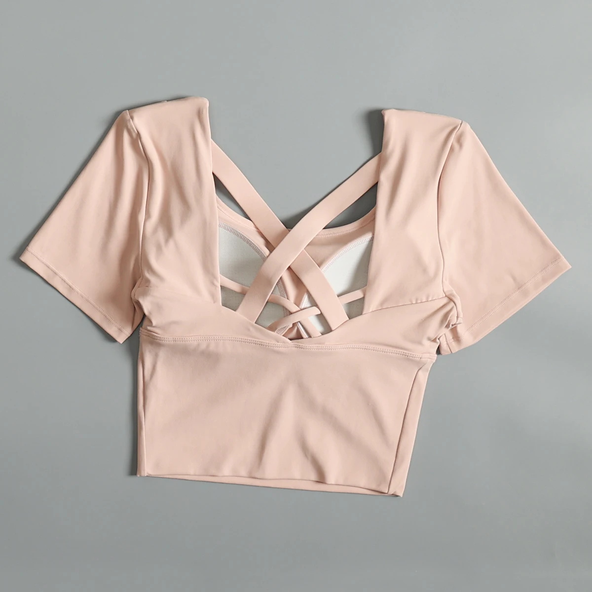 Women's Yoga Sportswear Short Sleeve Running Top Quick Dry Breathable Hollow out Beautiful Back Fitness Running T-Shirt