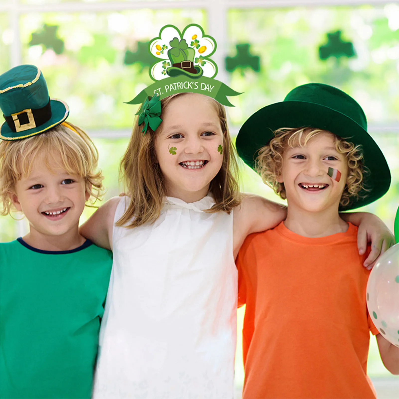 6pcs bando hari St. Patricks Irlandia hiasan rambut Dekorasi Hari St. Patricks untuk Dekorasi Hari anak-anak