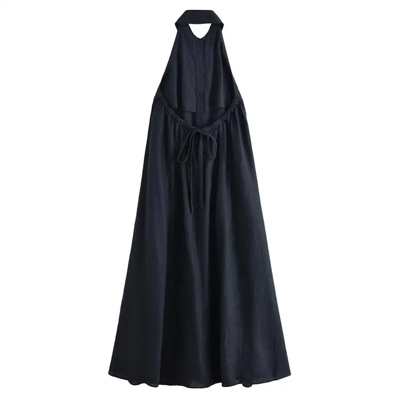 Dresses Summer Women's 2025 New Neck-Hanging Elegant Long Holiday Dress Women Street Chic Youth Loose Fashion Dress image 6
