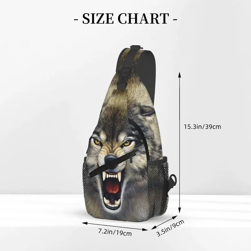 Mochila de hombro personalizada Cool Spirit Animal Wolf Sling Bag para viajes, senderismo, pecho cruzado, mochila de día para hombres