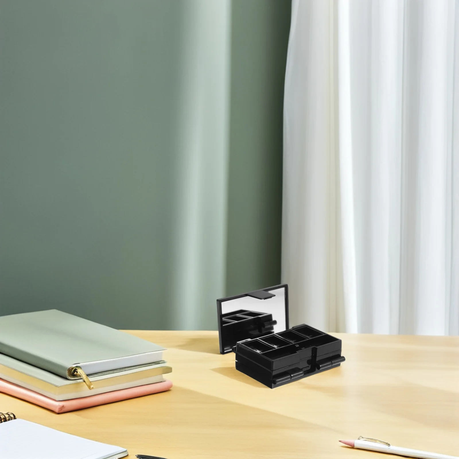 

Compact Foldable Makeup Palette Empty Mirror Included Portable Eye Shadow Blush Pan Travel Makeup Organizer Small Size