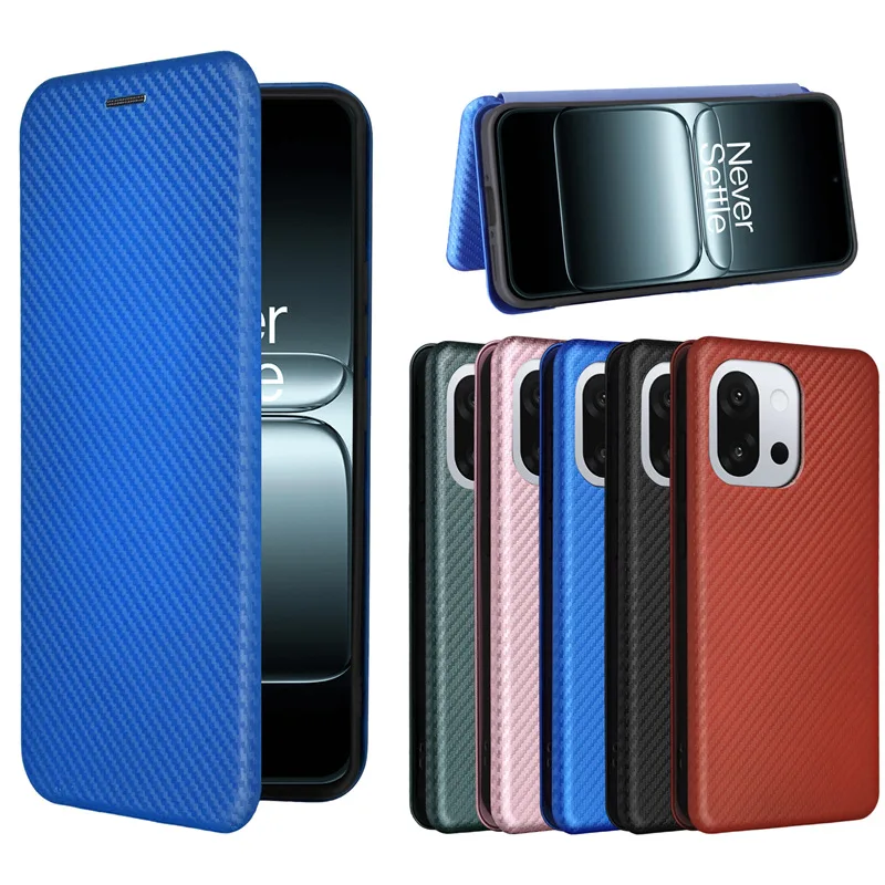 

Подходит для OnePlus 13T 5G, чехол-раскладушка из углеродного волокна для бизнеса, чехол для телефона OnePlus 13T 5G с магнитной вставкой для карт, кожаный чехол