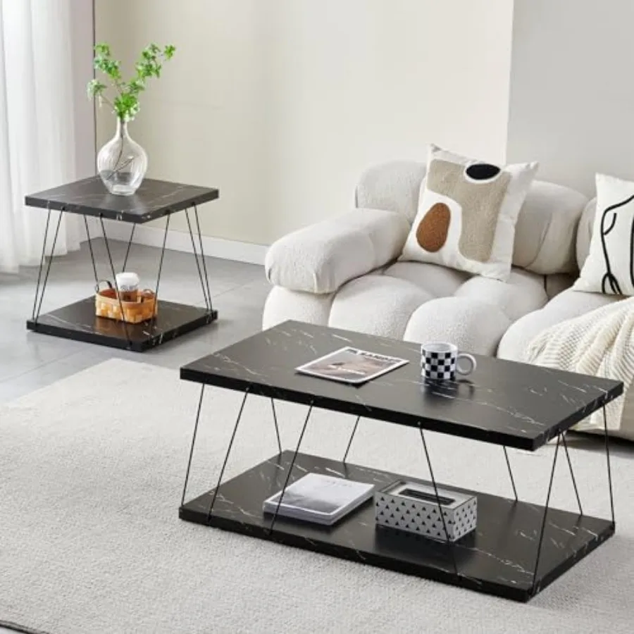 

Wooden Coffee Table - Modern Marble Coffee Table Contemporary Stylish High-End Furnishing for Your Living Room
