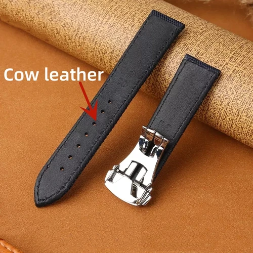 Imagen 2 del producto Correa de reloj de cuero de lona para Omega Seamaster 007 300 AT150 Speedmaster 19mm 20mm 21mm 22mm correa de nailon pulsera impermeable