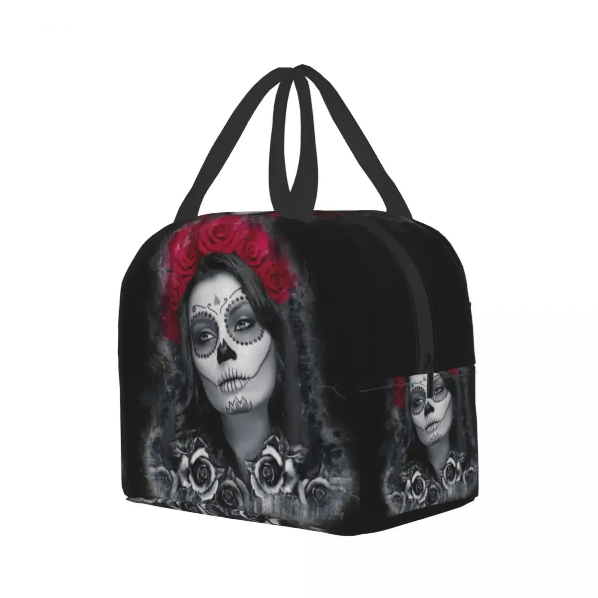 Catrina Calavera Dey Of The Dead Mexican Skull Portable Lunch Box for Women Cooler Thermal Food Insulated Lunch Bag Office Work