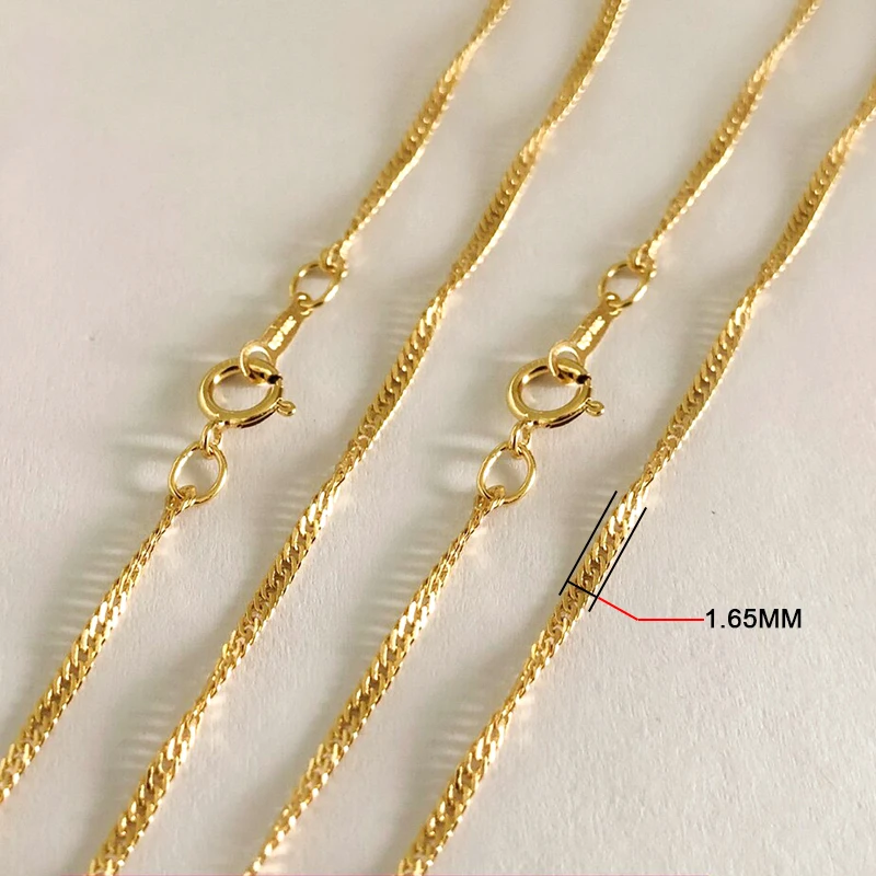 Real 14K Gold Filled 40CM/45CM/50CM Singapore Chain Finished Necklace W/Spring Clasp Tarnish Resistant Jewelry Findings