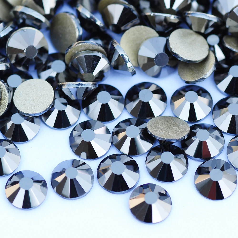 YANRUO 2058NoHF SS3-SS34 Jet Hematite Flat Back Rhinestone Glass Strass Non Hotfix Stones And Crystals For Crafts