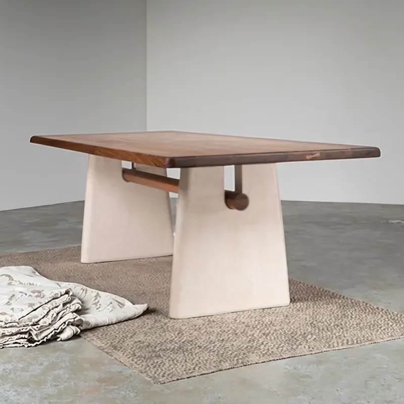 Solid Wood Craftsman French Medieval Dining Table Wabi-Sabi Style Retro Desk Rectangular Designer Long Workbench Modern