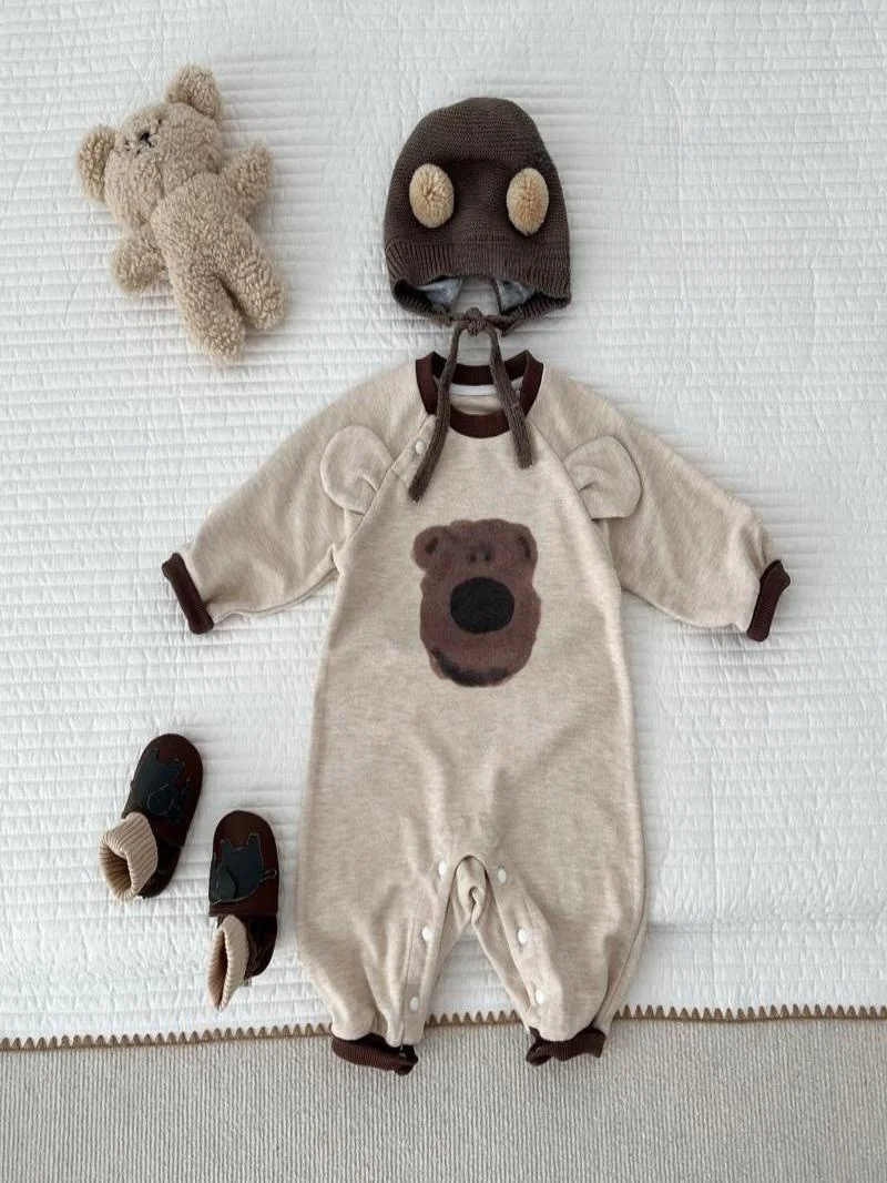 Conjunto de Roupa para Bebê Menino Primavera Outono com Manga Longa, Design Adorável de Urso, Conjunto de Moda em Algodão, Ro...