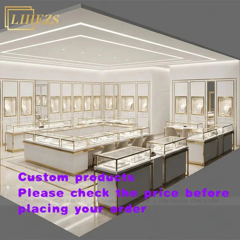 custom.Jewellery Display Island 3D Rendering Jewellery Shop Design Luxury Jewelry Display with Desk