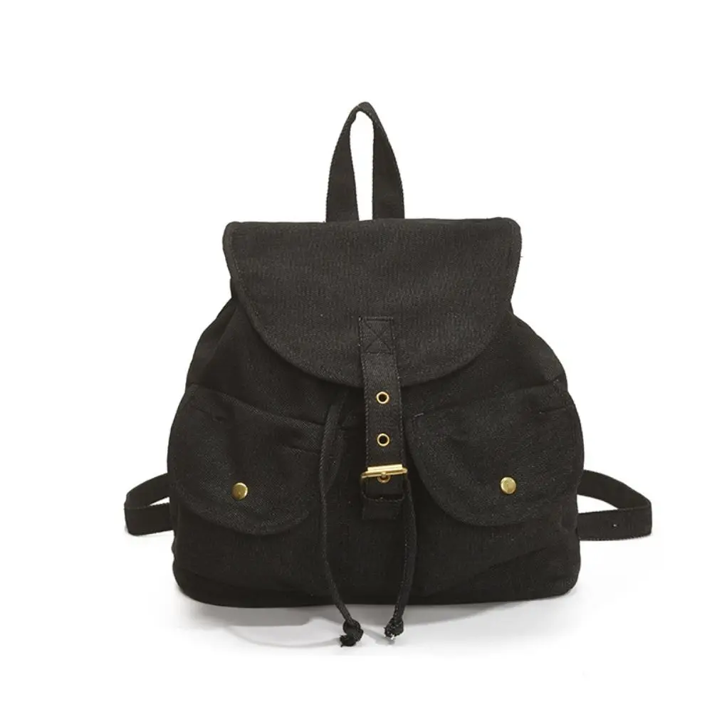 Mochila vaquera de estilo coreano con cordón, bolso de hombro de tela Oxford versátil de gran capacidad, impermeable, con múltiples bolsillos