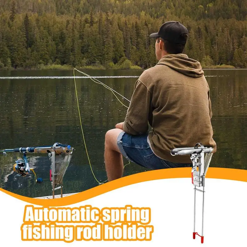 

Bank Fishing Rod Holder Automatic Bank Fishing Rod Holder Adjustable Stainless Steel Pole Stand Spring Loaded Support Brackets