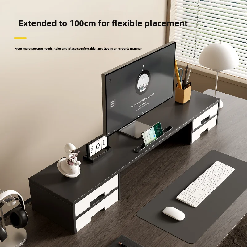Monitor Stand with Storage Drawer Desktop Organizer Shelf Computer Riser Tabletop Rack Desk Shelf for Home Office Study Bedroom