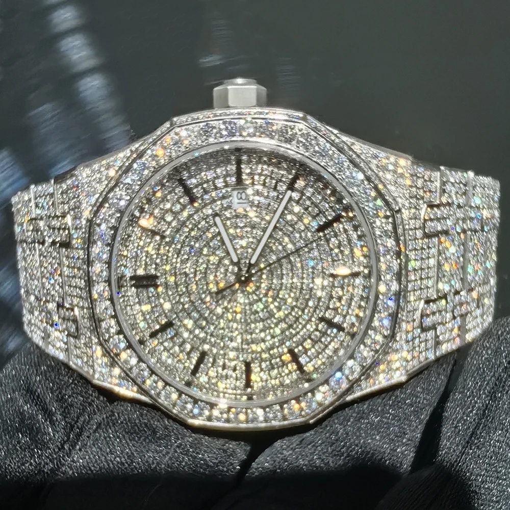 

Top Designer Luxury Sapphire Automatic Mechanical Movement Watches Lced Out VVS Moissanite Watches For Men Wholesale