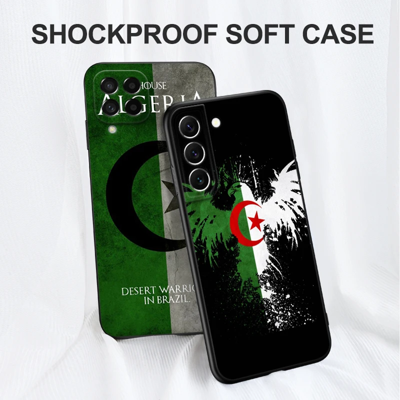 Black Tpu Case For Samsung Galaxy A03 SM-A035 A03 Core A03S A13 A23 LTE A33 A53 A73 4G 5G Algeria National flag