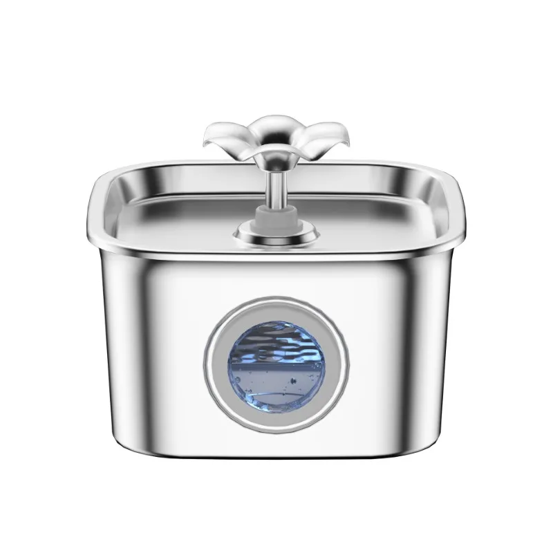

2024 explosion 2.6L square stainless steel faucet with O window pet water dispenser automatic water spray