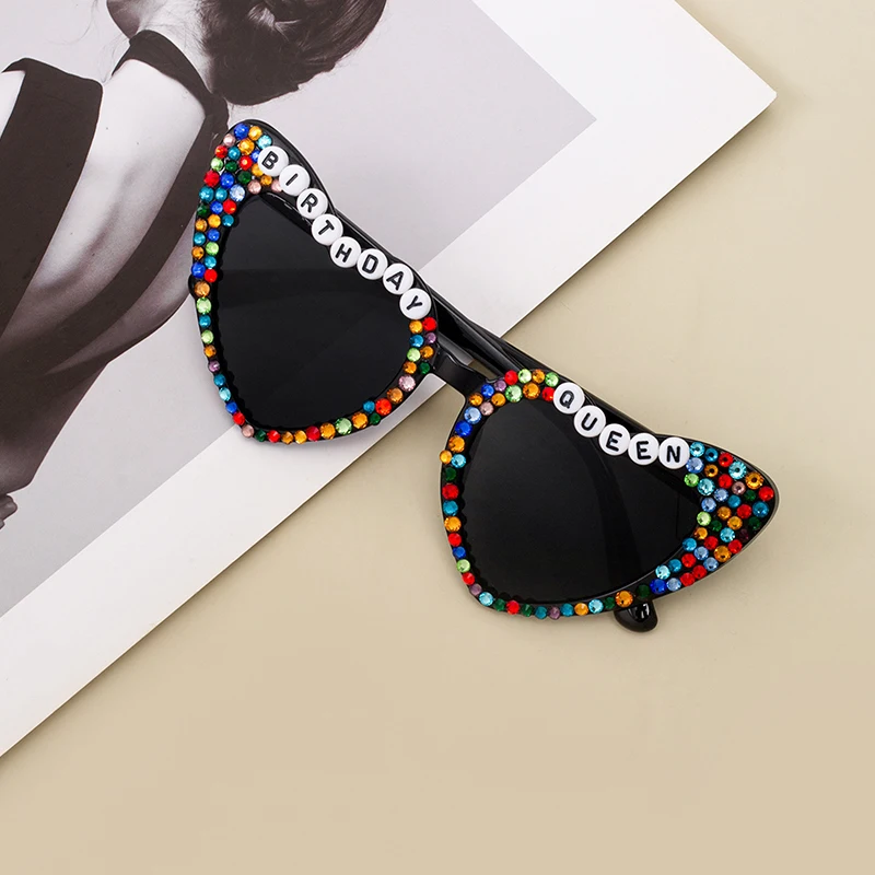 Party Glasses Fashionable Bridal Shower Glasses Heart Sunglasses Rhinestone Bachelorette Sunglasses For Birthday Party Outdoor