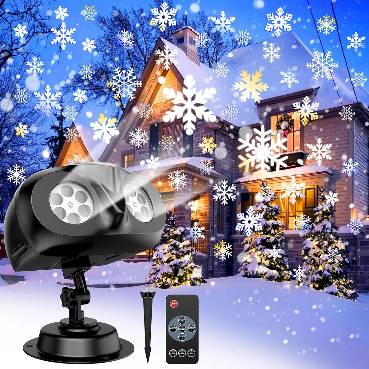 

Christmas Snowfall Projector Lights, Owl Shape Outdoor Highlight Landscape Dynamic LED Snowflake Projection Lamp for New Year