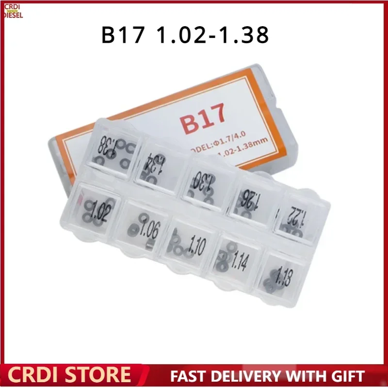 

50 шт. B17 регулировочные прокладки форсунки для DENSO G2 CRIN, электромагнитный клапан инжектора, пружинные ремонтные комплекты, толщина 1,02-1,38