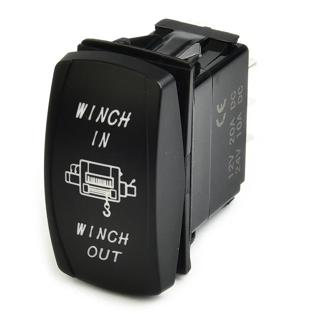 7Pin 20Amp 12V Blue LED Lights Winch In Winch Out (ON)-OFF-(ON) Rocker Switch Momentary LED Switch Momentary Toggle Rocker