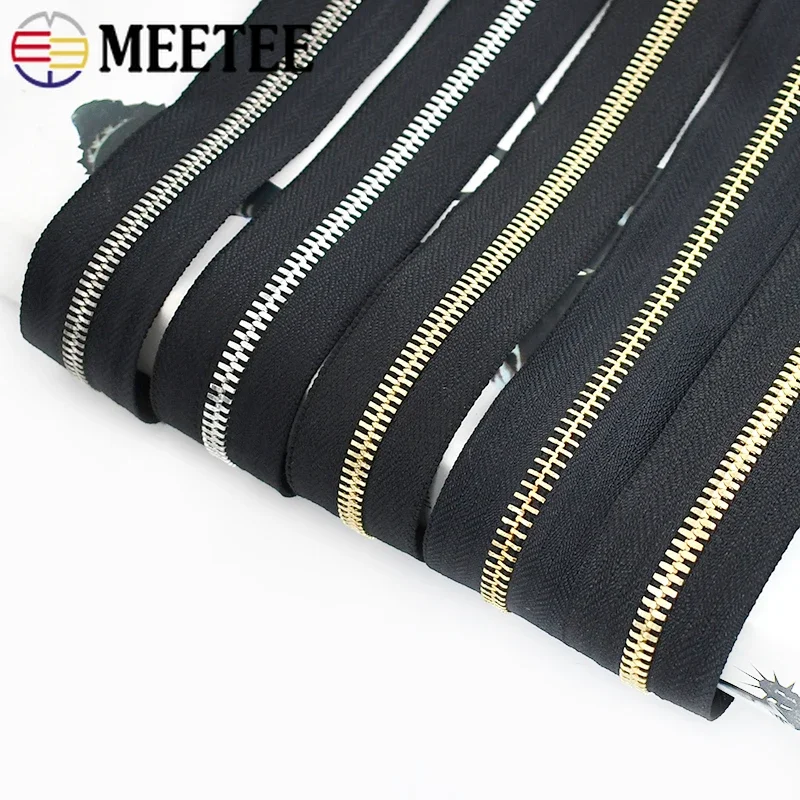 1/2/5Yards 3# 5# Metal Zipper Tapes Bag Clothes Zippers For Jacket Black Zip By The Meter Zips Repair Kit DIY Sewing Accessories