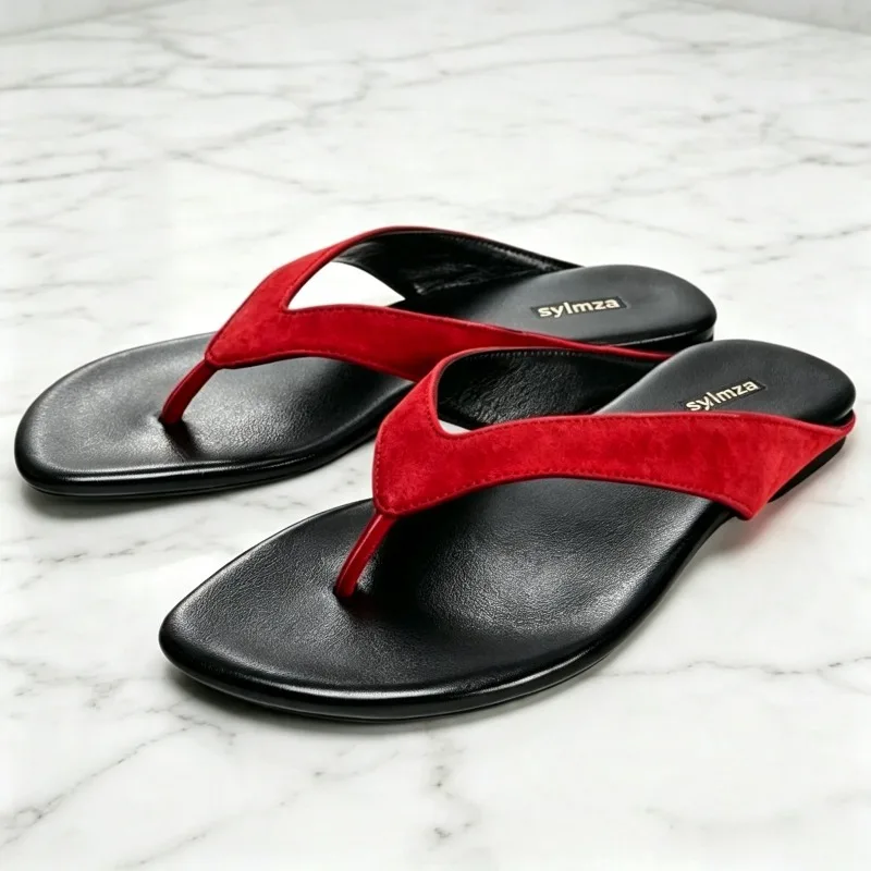 High-quality Faux Suede Flat Sandals Women Summer Sexy Clip Toe Beach Flip-flops Lightweight Soft-soled Comfortable Women Shoes