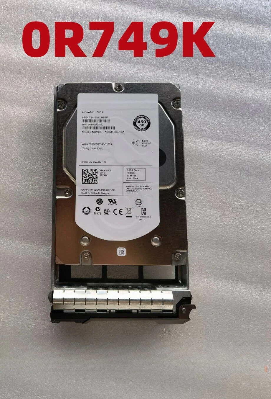 

0R749K 450G SAS 15K 3.5 R749K Серверные жесткие диски б/у