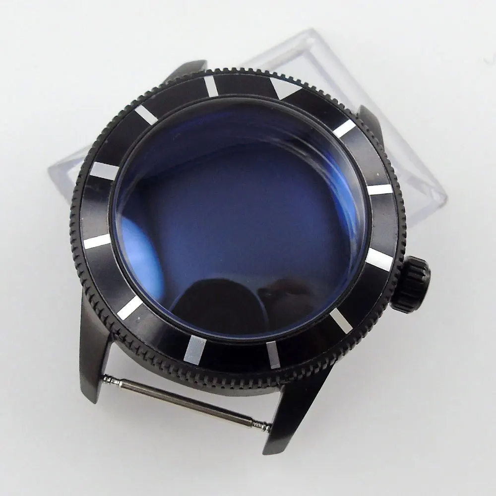 Silver/PVD Watch Case 46mm Fit ETA 2836 Miyota 8215 821A 8205 DG Mingzhu2813 3804 ST1612 Automatic Movement Aluminum Alloy Bezel