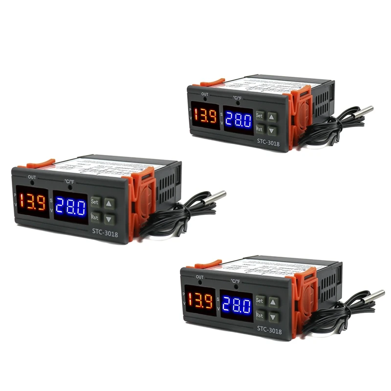 STC-3018 Dual Digital Temperature Controller รีเลย์เอาต์พุต Thermoregulator Thermostat พร้อมเครื่องทําความร้อน Cooler 110 V-220 V