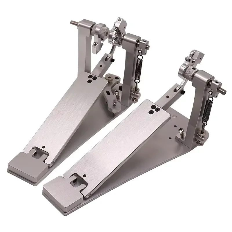 Silver Double Bass Drum Pedal with Beaters for Drum Set Jazz Kit Bass Drum Practice Sturdy Percussion Instrument Accessory