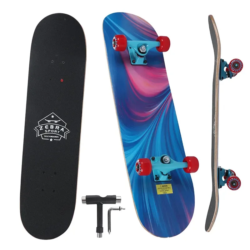 

New youth professional scooter with cool patterns for boys and girls, beginners double tilt four-wheel skateboard
