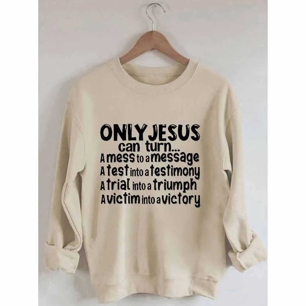 

Rheaclots Women's Only Jesus Can Turn Print Casual Sweatshirt