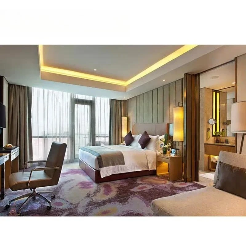 Custom Hotel Bedroom Furniture Set Modern Wood Bedside Table Wardrobe Dresser Suite for Guest Room Home Decor Interior Design