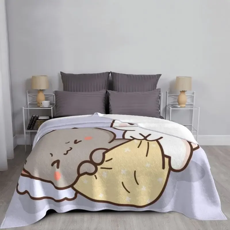 Peach And Goma Mochi Cat Wake Up Blanket Soft Fleece Spring Warm Flannel Throw Blankets for Sofa Outdoor Bedspread