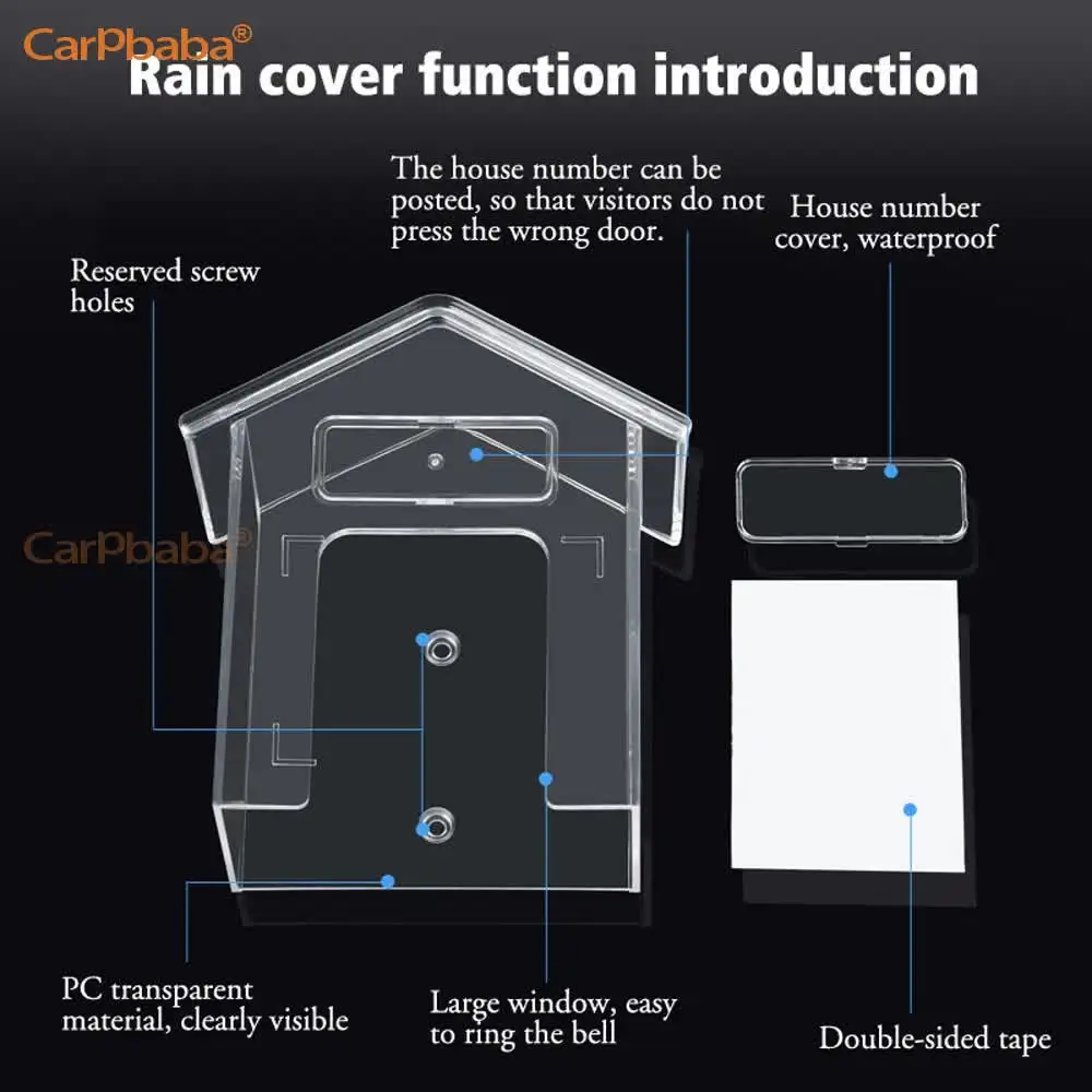 Waterproof Cover Smart Home Wireless Doorbell Rain CoverDoorbell Ring Chime Button Transparent Waterproof Home Waterproof Shell