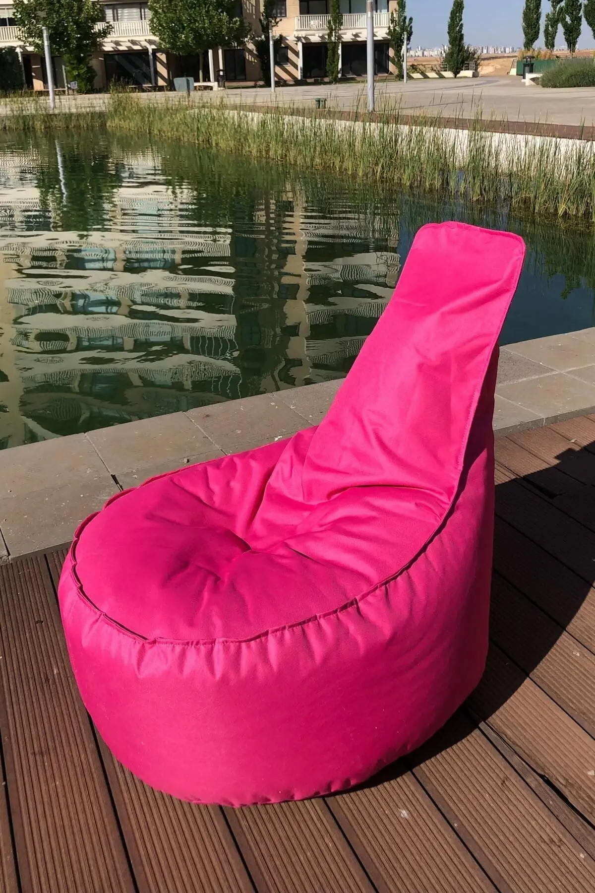 Assento de pêra decorativa e puff rosa impermeável