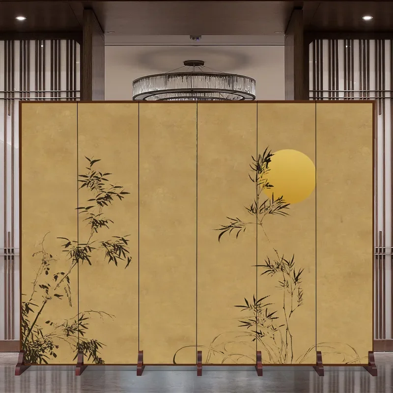 New Chinese Style Screen Simple Landscape Ink Design Movable Partition for Entrance Front Door Living Room Background High