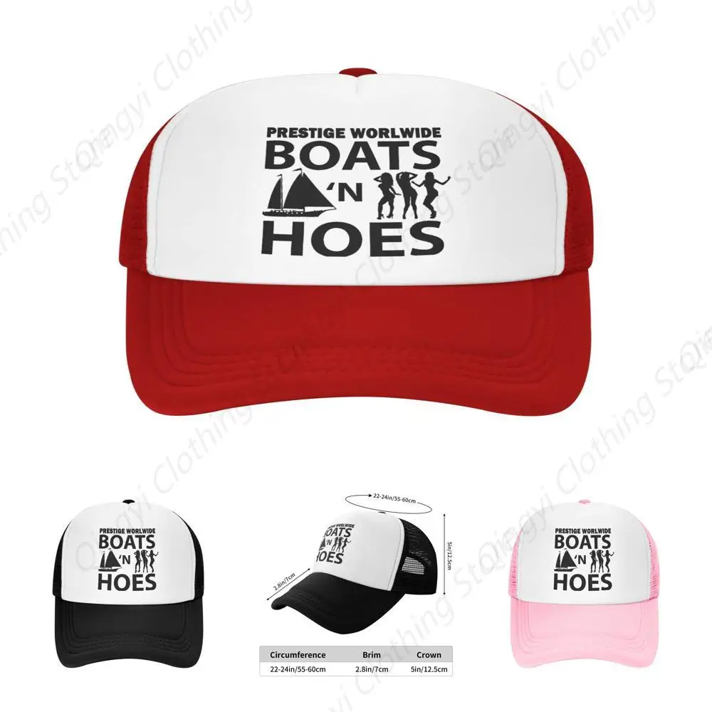 

Boats and Hoes Trucker Hat for Men Women Mesh Adjustable Sports Hats Baseball Cap Red