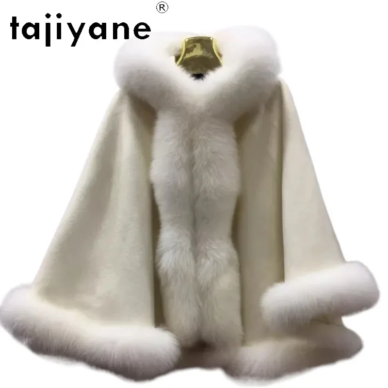 TAJIYANE Cappotto di pelliccia di lana naturale Donna Mantello invernale di lusso Pelliccia di volpe Giacca di moda Abbigliamento donna Loose Fit 2024 Fourrures Femmes