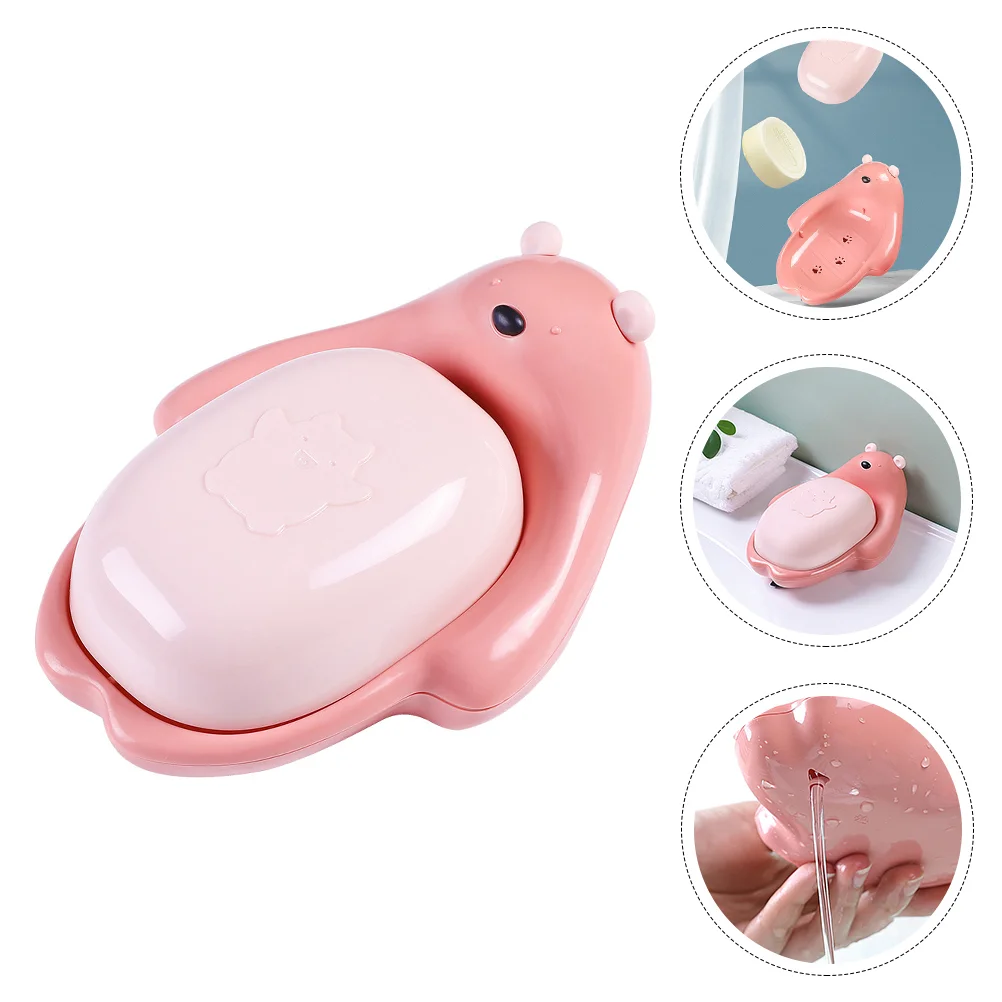 

Self Draining Soap Tray Cartoon Dish Bathroom Container Storage Case Travel Bar