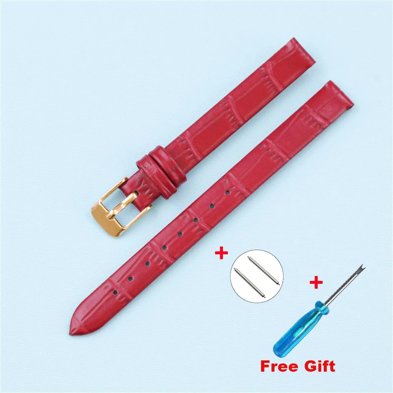 Soft Slim Leather Watch Strap Genuine Leather Bamboo pattern 8mm-16mm Leather Women Watchbands Genuine Band High Quality