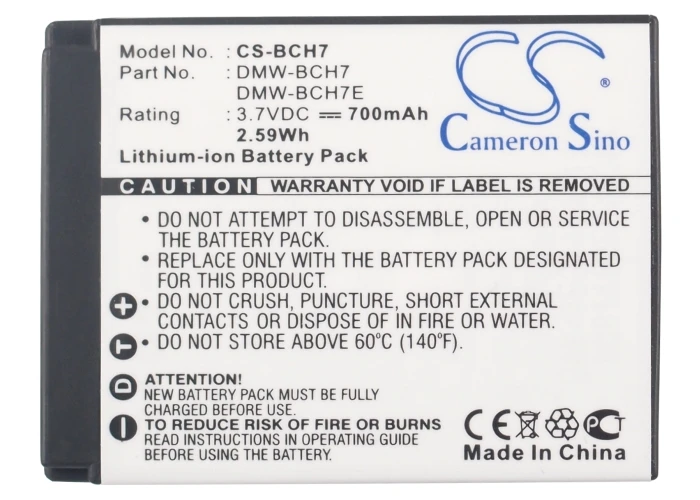 Camera 690mAh Battery For Panasonic DMW-BCH7 DMW-BCH7E DMW-BCH7G DMW-BCH7GK  DMW-BCH7PPLumix DMC-FP1  Lumix DMC-FP1A