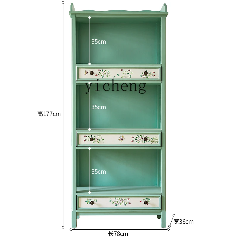 

Tqh Solid Wood Painted Bookcase Locker Multi-Function Drawer Storage Bookshelf Storage Rack